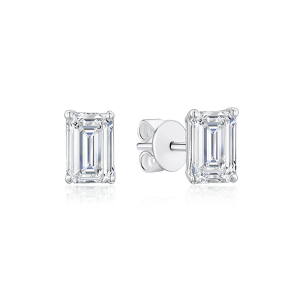 TDG 10K Gold Lab Grown Diamond Emerald Cut Stud Earrings – 0.9TCW±