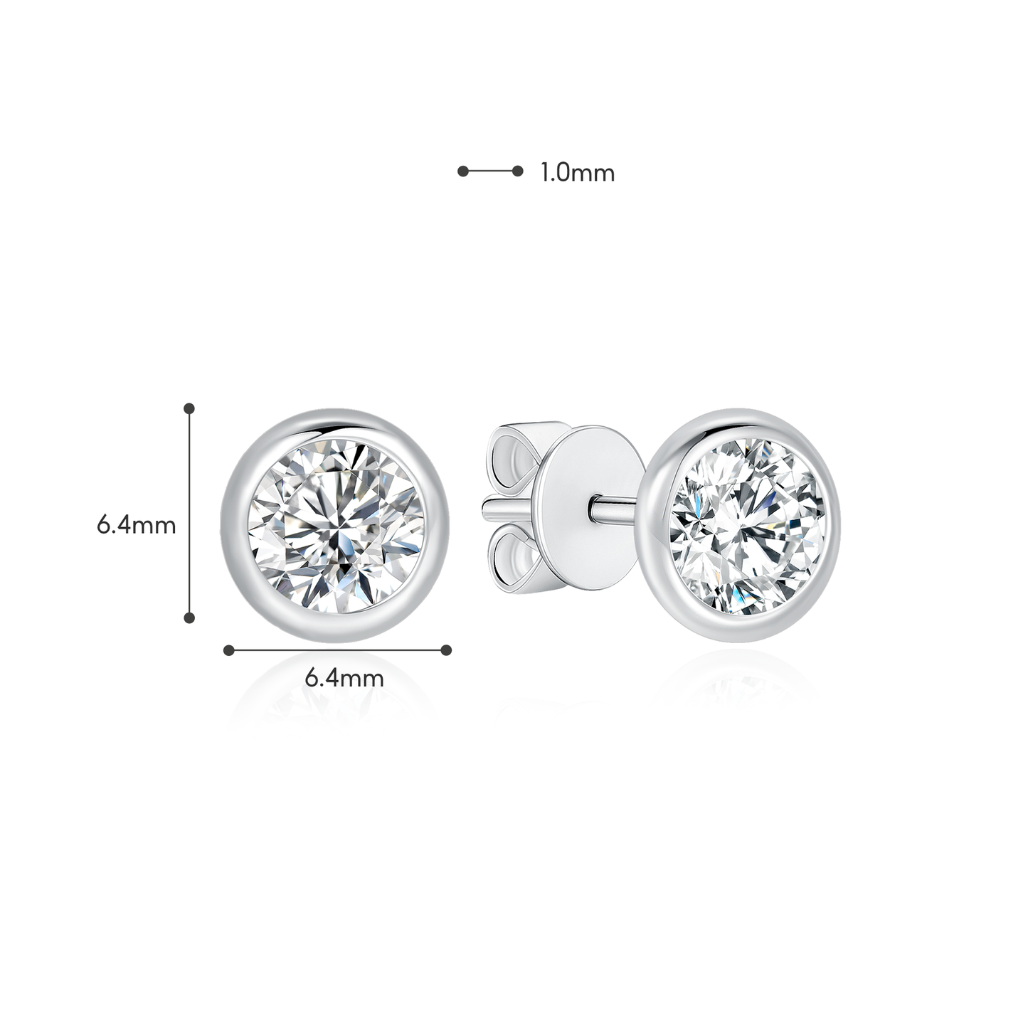 TDG 10K Gold Lab Grown Diamond Bezel Solitaire Stud Earrings – 0.8TCW±