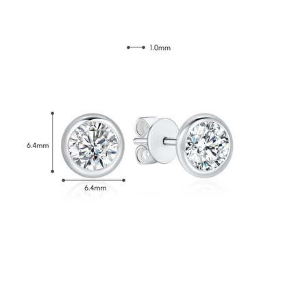 TDG 10K Gold Lab Grown Diamond Bezel Solitaire Stud Earrings – 0.8TCW±