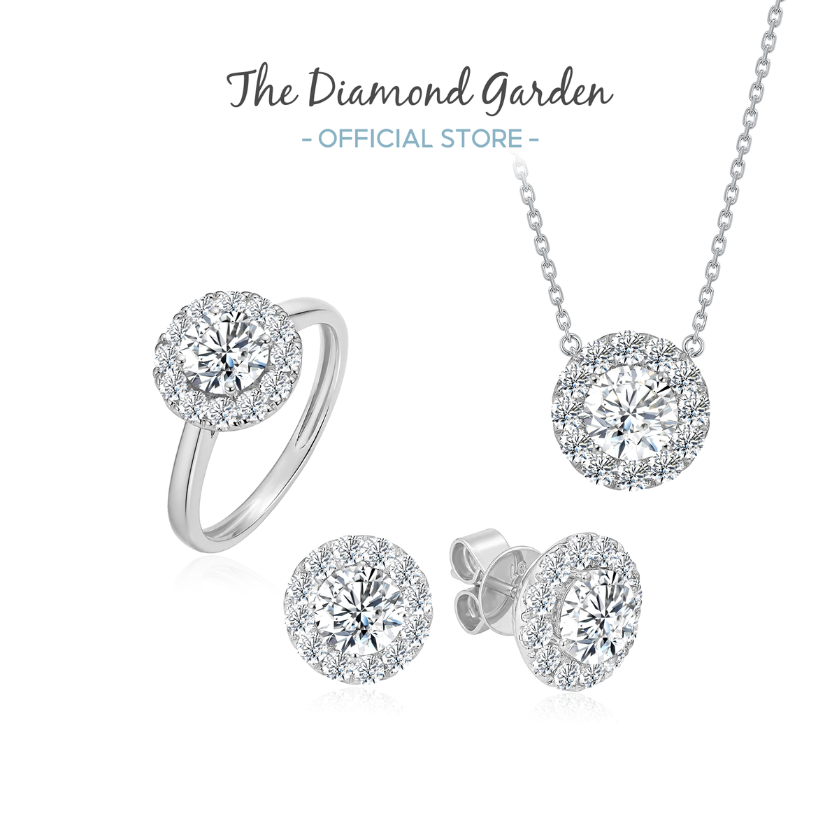 TDG 10K Gold Lab Grown Diamond Classic Halo Earrings - 0.8CT± Centre
