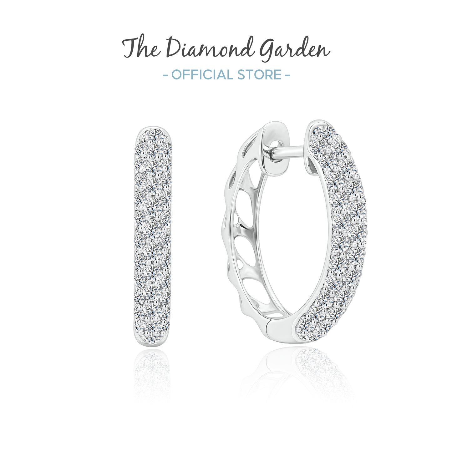 TDG 10K Gold Lab Grown Diamond Lumina Pavé Hoop Earrings