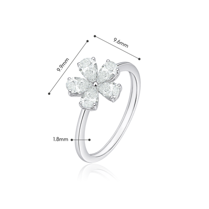 TDG 10K Gold Lab Grown Diamond Flower Ring – 0.7TCW±