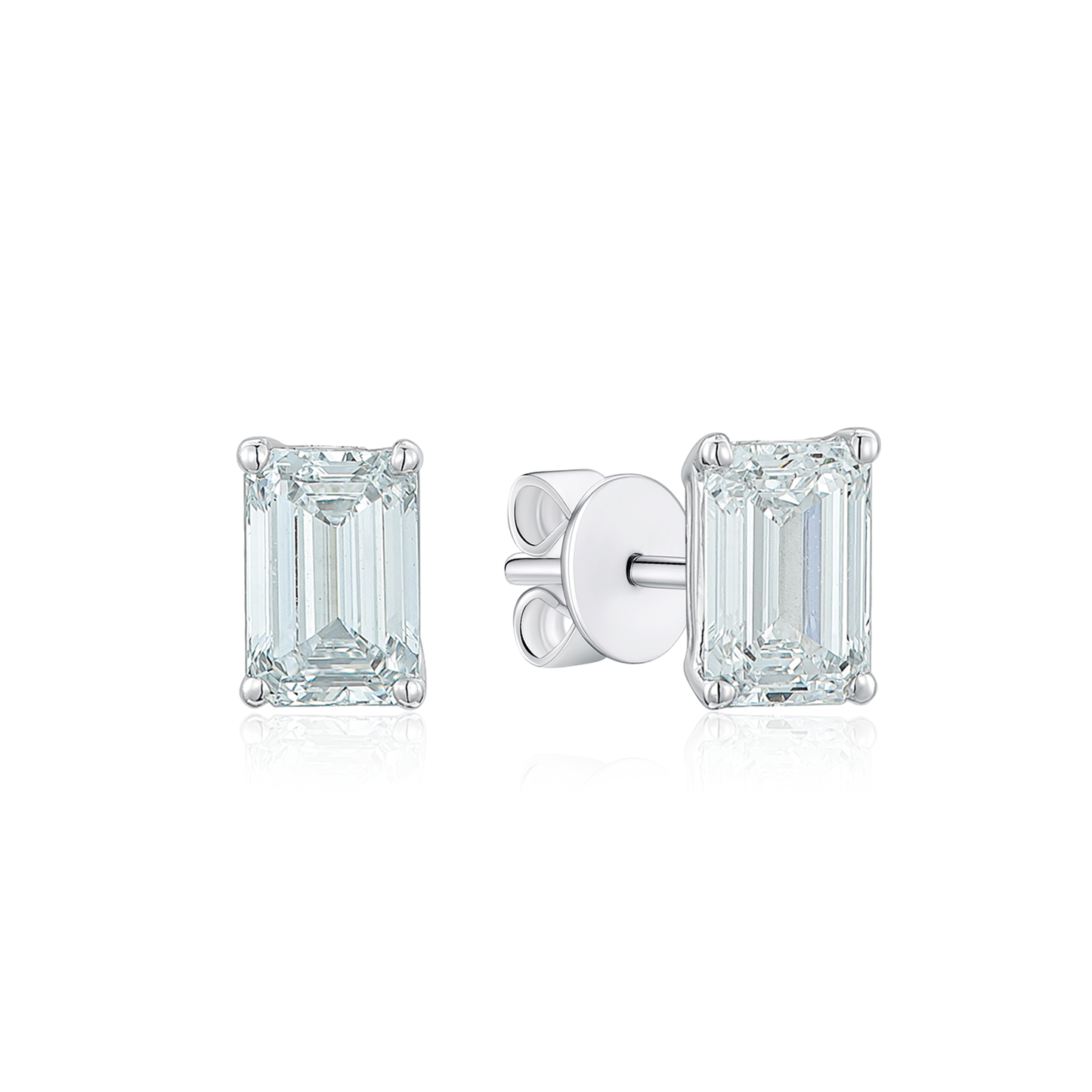 TDG 10K Gold Lab Grown Diamond Emerald Cut Stud Earrings – 1.5TCW±