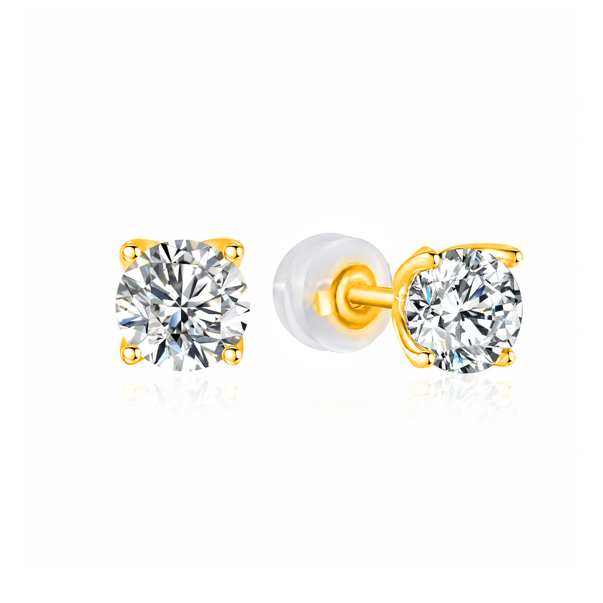 TDG 10K Gold Lab Grown Solitaire Diamond Stud Earrings – 0.5TCW±