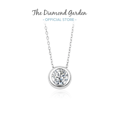 TDG 10K Gold Lab Grown Diamond Bezel Solitaire Necklace – 1CT±