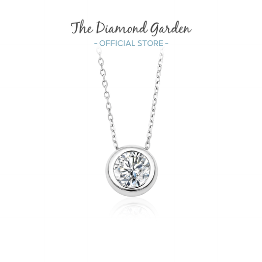TDG 10K Gold Lab Grown Diamond Bezel Solitaire Necklace – 1CT±