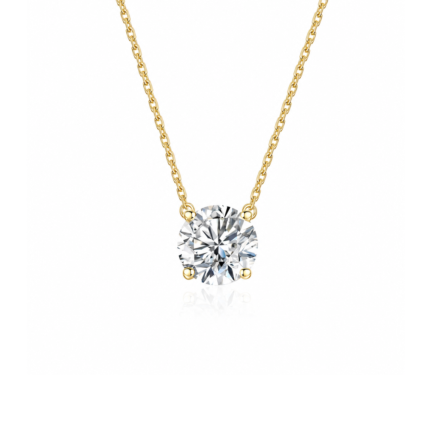 TDG 10K Gold Lab Grown Diamond 4 Prong Solitaire Necklace – 1CT±