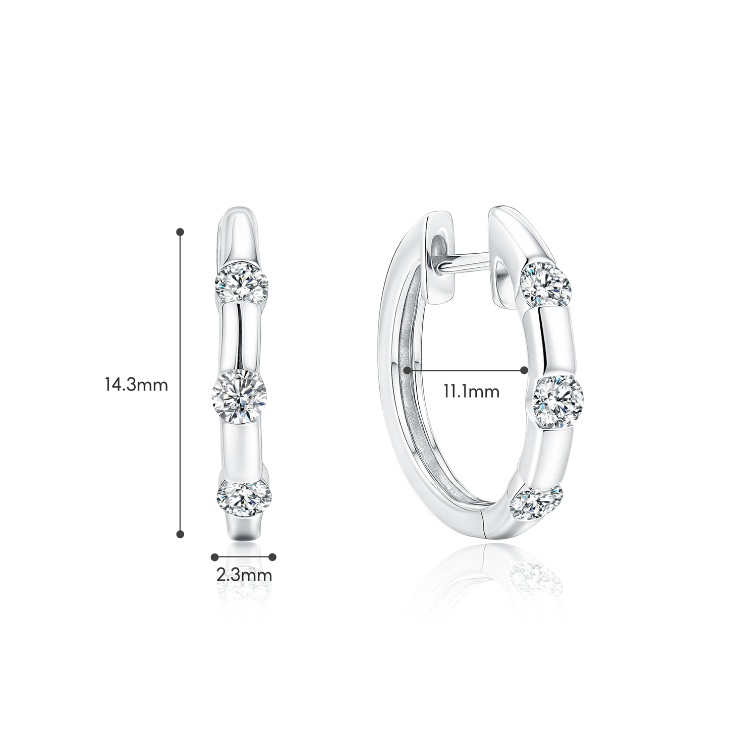 TDG 10K White Gold Lab Grown Round Diamond Hoop Earrings – 0.2TCW±