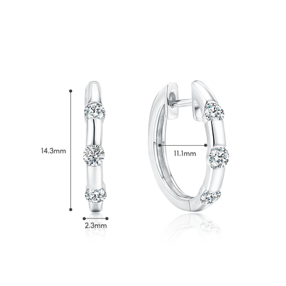 TDG 10K White Gold Lab Grown Round Diamond Hoop Earrings – 0.2TCW±