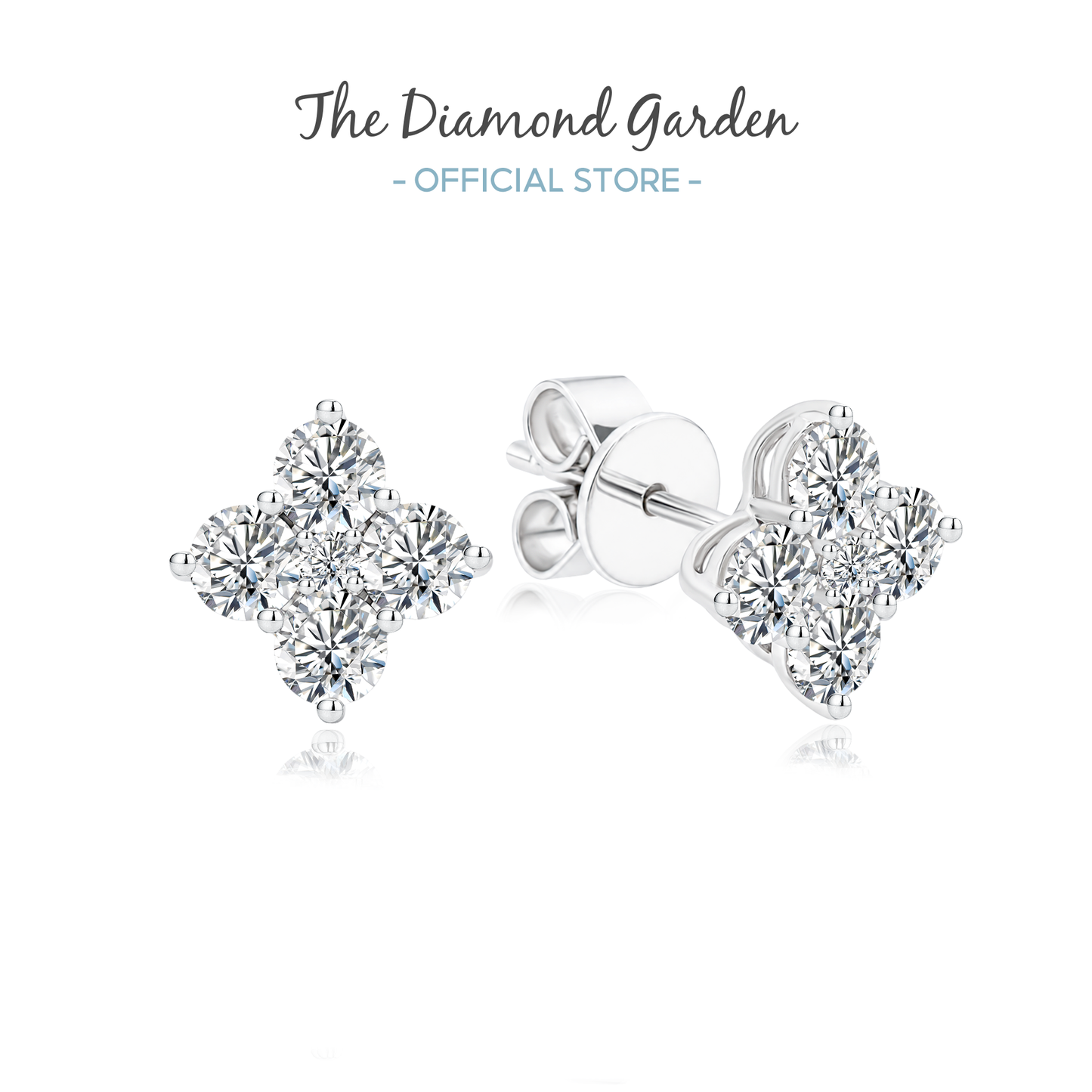 TDG 10K Gold Lab Grown Diamond Quartet Ear Studs