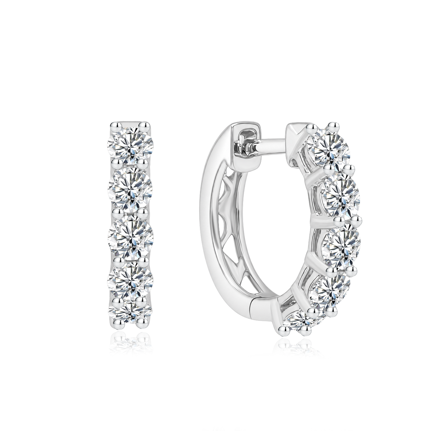 TDG 10K Gold Lab Grown Diamond Classic Huggie Hoop Earrings