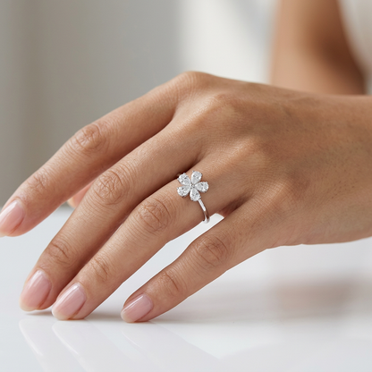 TDG 10K Gold Lab Grown Diamond Flower Ring – 0.7TCW±