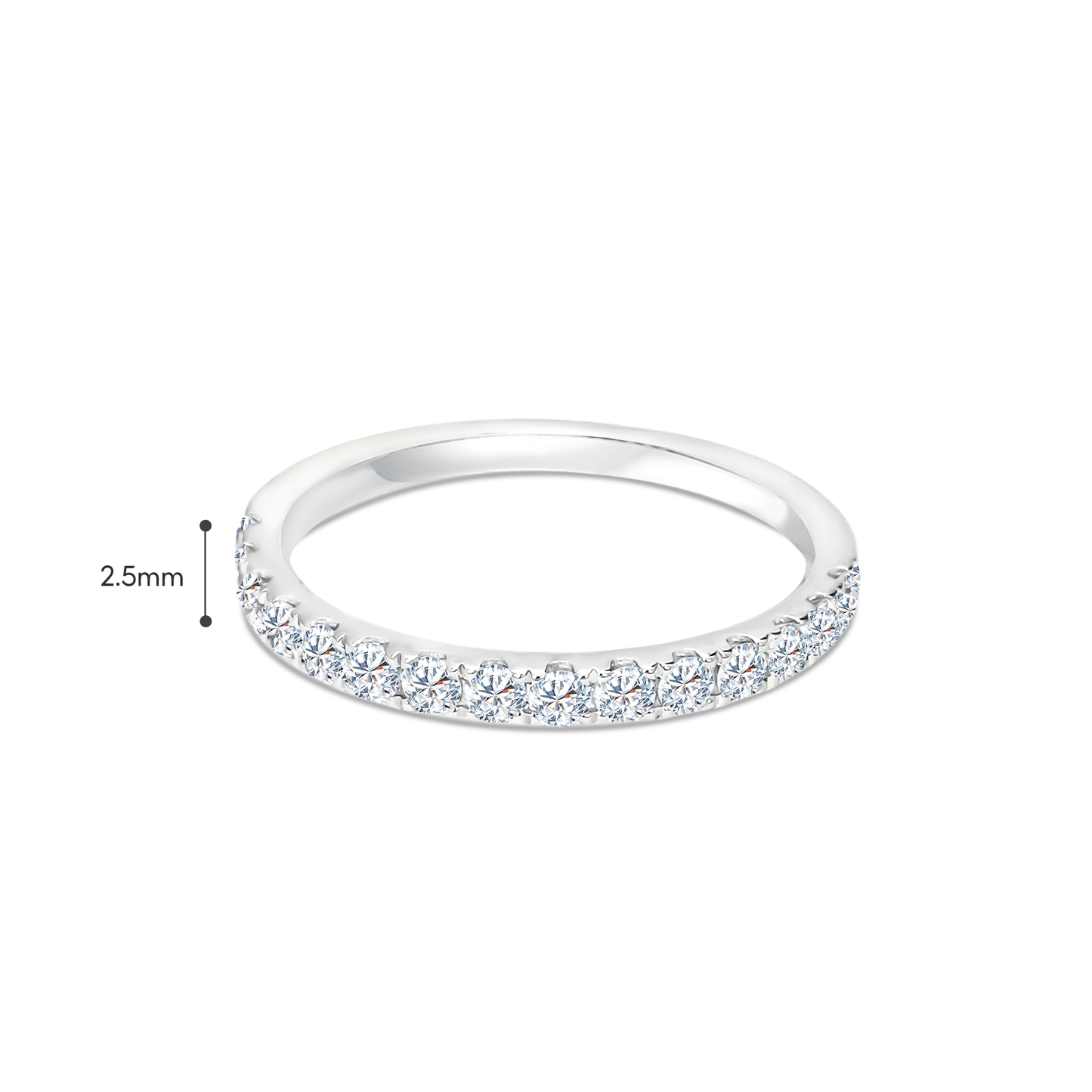 TDG 10K Gold Lab Grown Half Eternity Diamond Ring - 0.6TCW±