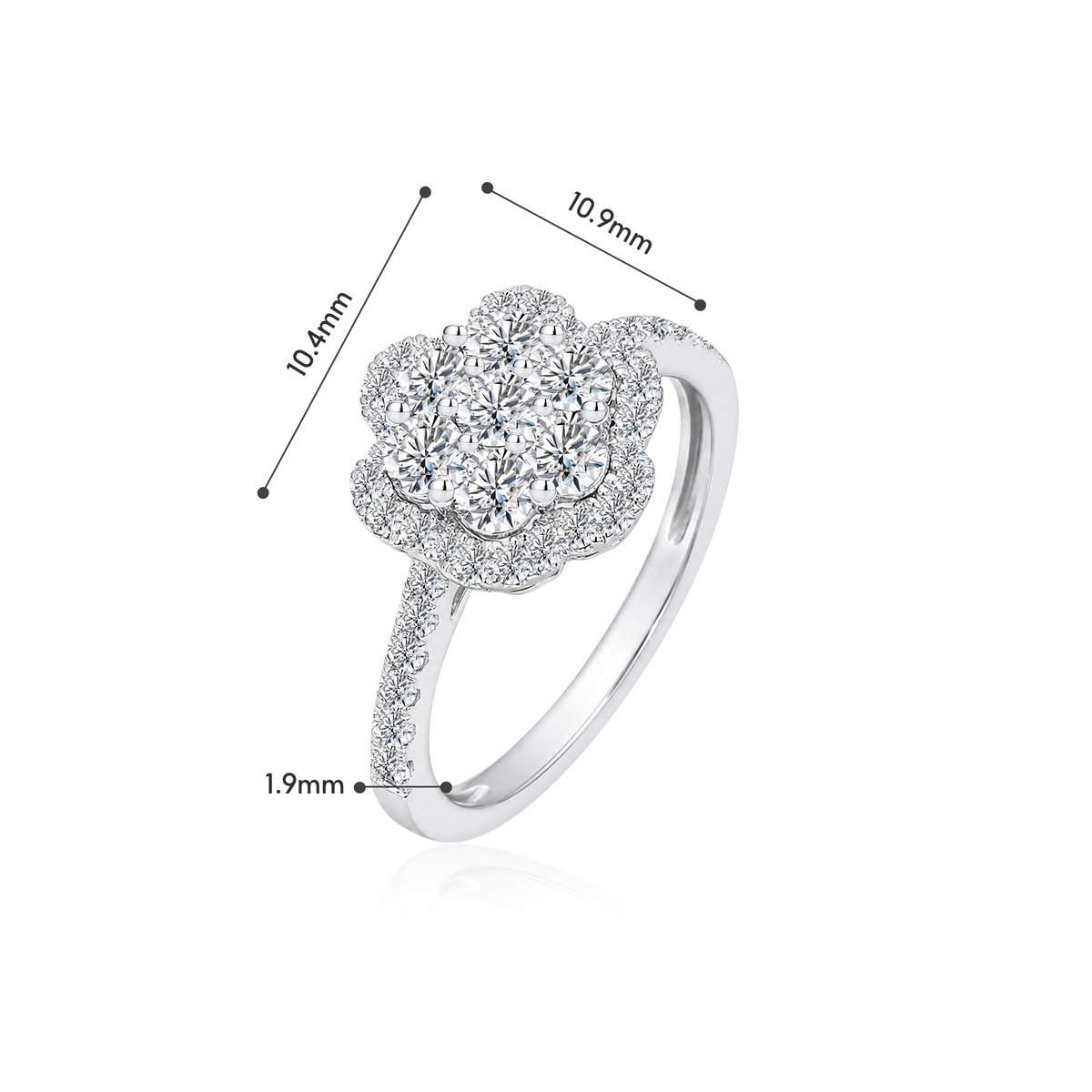 TDG 10K White Gold Lab Grown Diamond Bloom Ring – 0.9TCW±