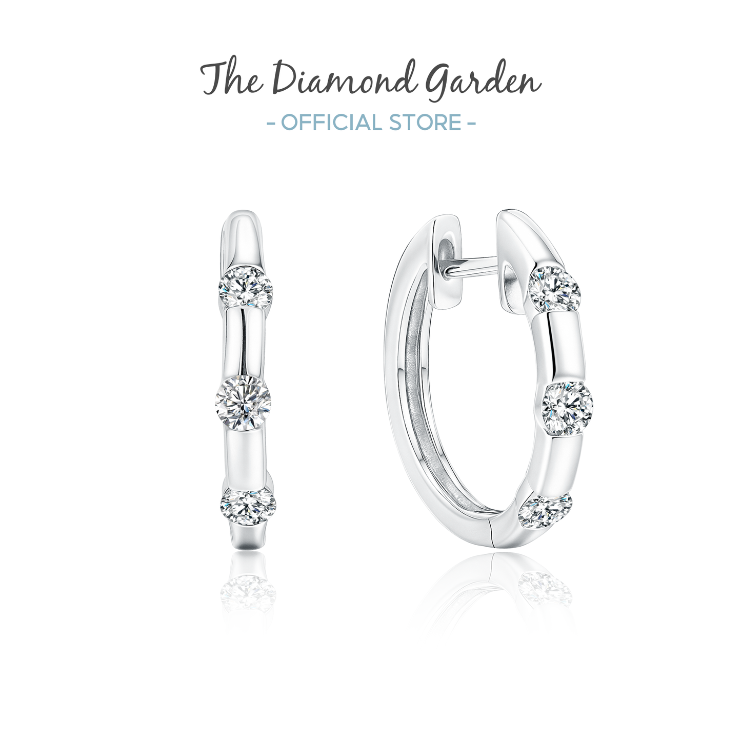 TDG 10K White Gold Lab Grown Round Diamond Hoop Earrings – 0.2TCW±