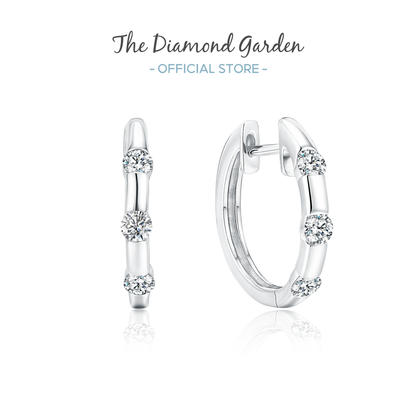 TDG 10K White Gold Lab Grown Round Diamond Hoop Earrings – 0.2TCW±