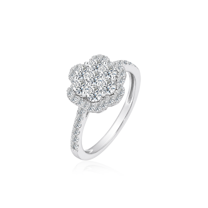 TDG 10K White Gold Lab Grown Diamond Bloom Ring – 0.9TCW±