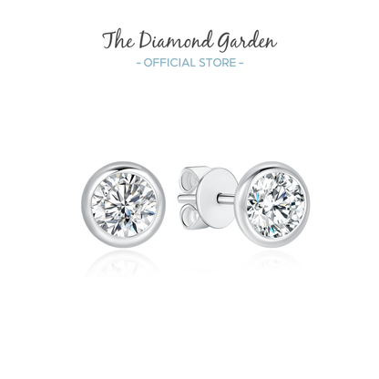 TDG 10K Gold Lab Grown Diamond Bezel Solitaire Stud Earrings – 0.8TCW±