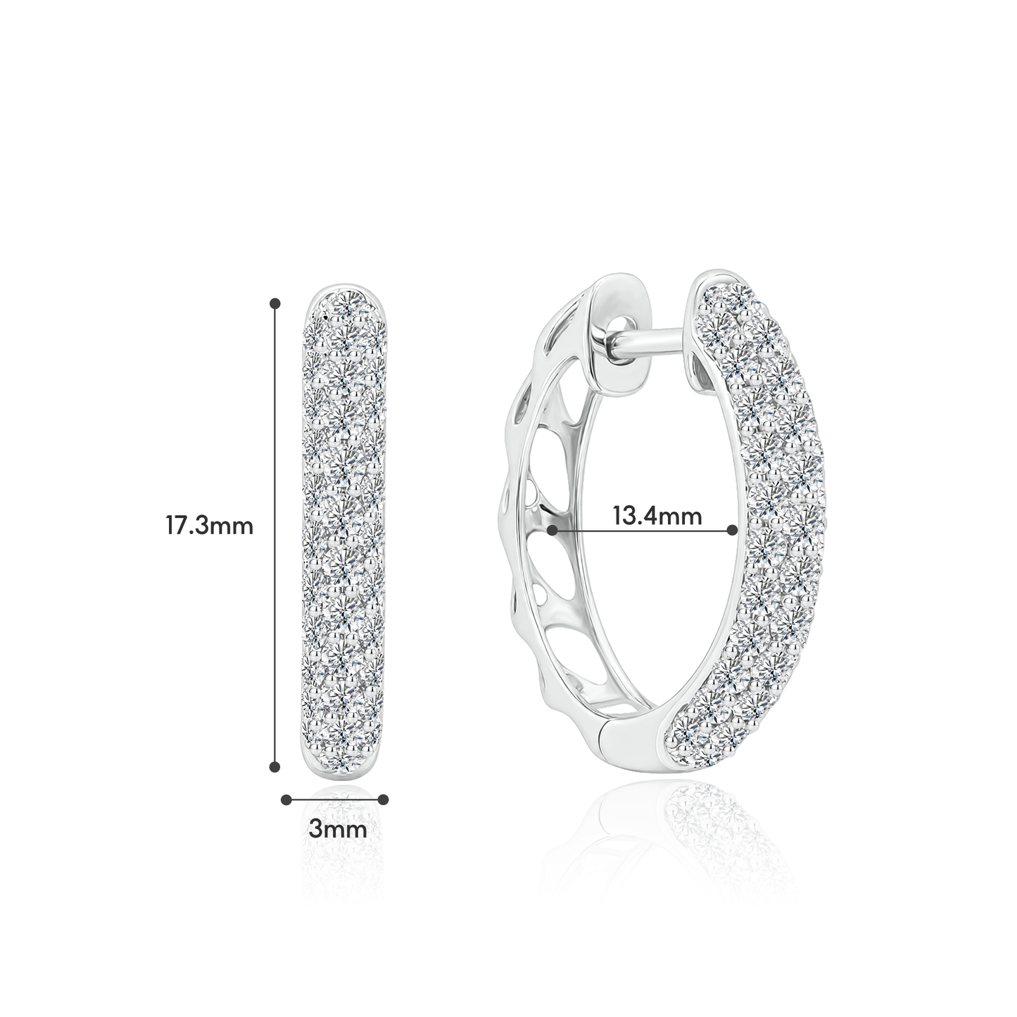 TDG 10K Gold Lab Grown Diamond Lumina Pavé Hoop Earrings