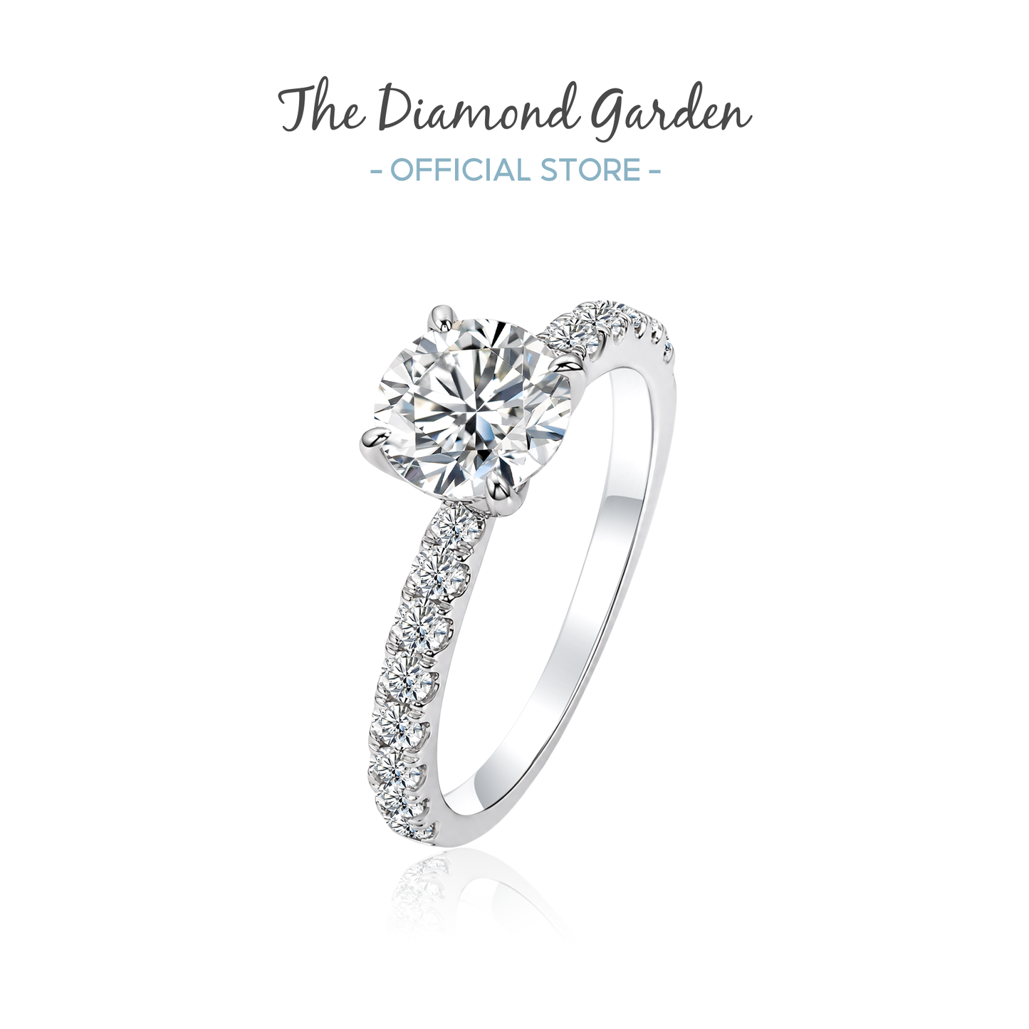 TDG 10K Gold Lab Grown Diamond Classic Solitaire Ring with Pavé Band – 1.2TCW±