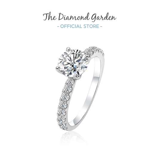 TDG 10K Gold Lab Grown Diamond Classic Solitaire Ring with Pavé Band – 1.2TCW±
