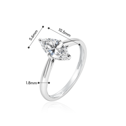 TDG 10K Gold Lab Grown Diamond Marquise Solitaire Ring – 0.8CT±