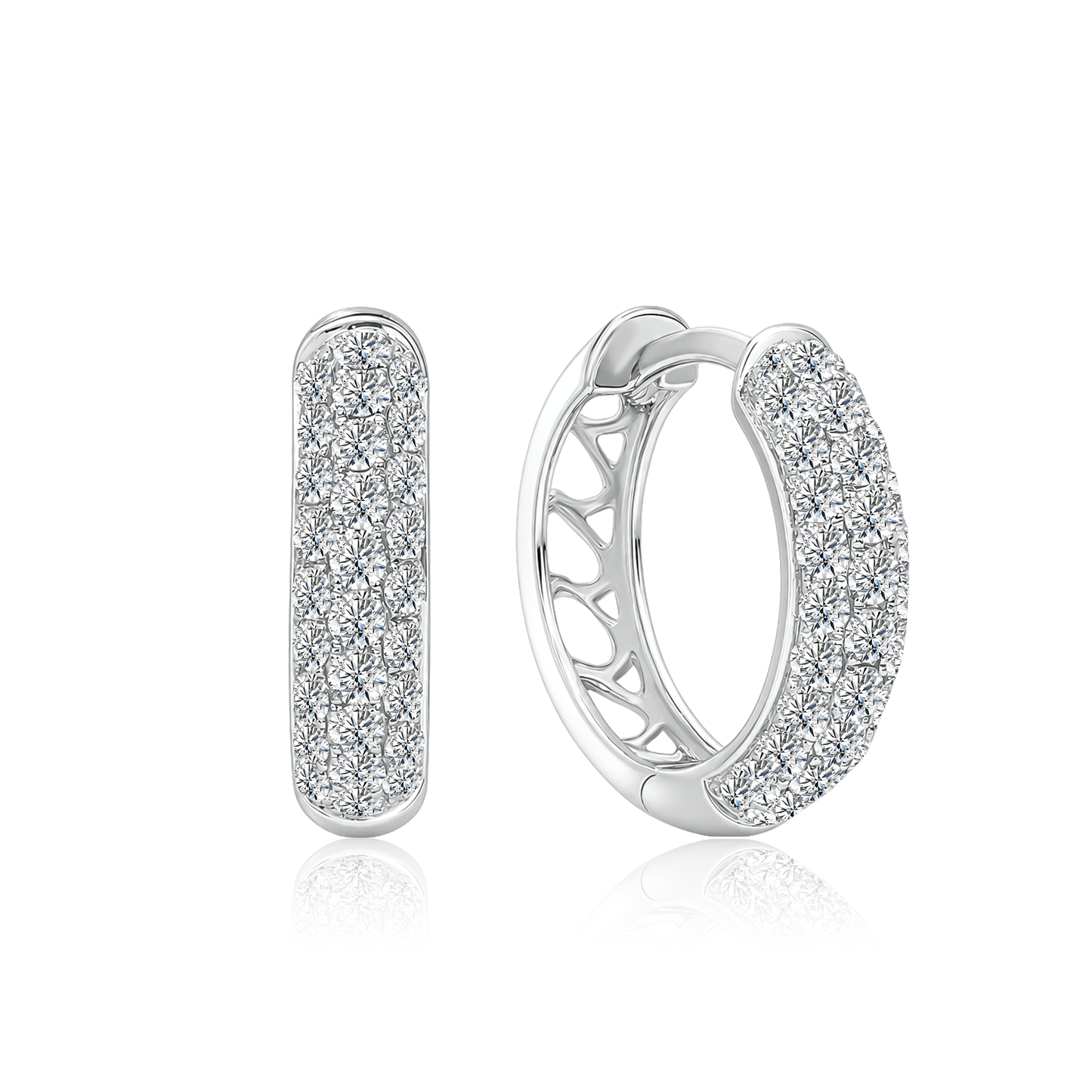 TDG 10K Gold Lab Grown Diamond Luminé Pavé Huggie Hoop Earrings