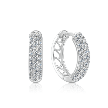 TDG 10K Gold Lab Grown Diamond Luminé Pavé Huggie Hoop Earrings