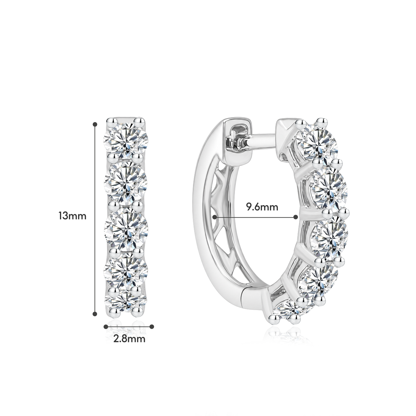 TDG 10K Gold Lab Grown Diamond Classic Huggie Hoop Earrings