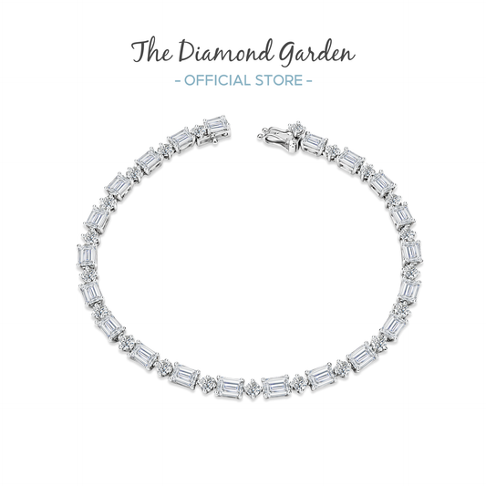 TDG 10K Gold Lab Grown Diamond Mixed Round & Emerald Cut Tennis Bracelet – 6.3TCW±