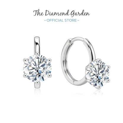 TDG 10K White Gold Lab-Grown Round Diamond Classic Hoop Earrings