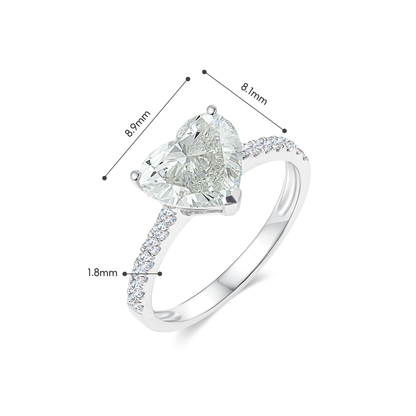 TDG 10K Gold Lab Grown Heart Shape Diamond Ring – 2.1CT±