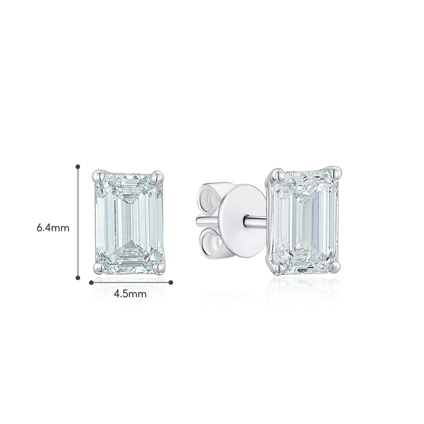 TDG 10K Gold Lab Grown Diamond Emerald Cut Stud Earrings – 1.5TCW±