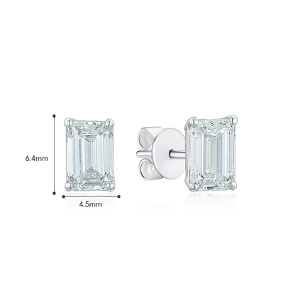 TDG 10K Gold Lab Grown Diamond Emerald Cut Stud Earrings – 1.5TCW±