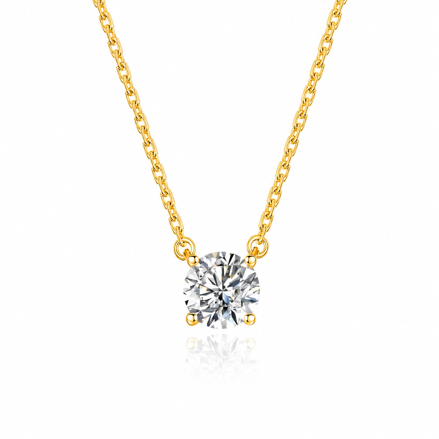 TDG 10K Gold Lab Grown Diamond 4 Prong Solitaire Necklace-0.5CT±