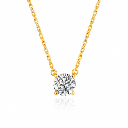 TDG 10K Gold Lab Grown Diamond 4 Prong Solitaire Necklace-0.5CT±