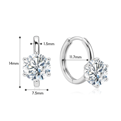 TDG 10K White Gold Lab-Grown Round Diamond Classic Hoop Earrings