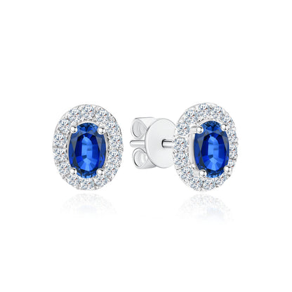 TDG 10K Lab Grown Blue Sapphire Stud Earring