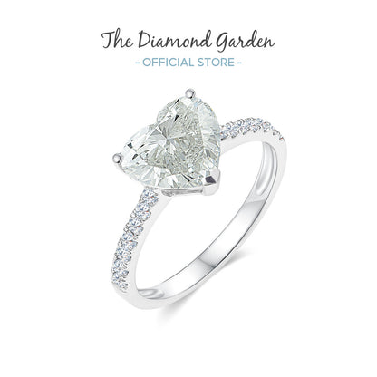 TDG 10K White Gold Lab-Grown Heart Shape Diamond Ring