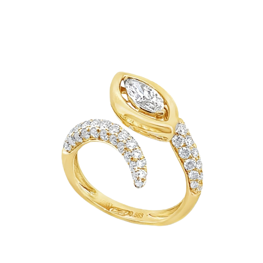 TDG 10K Yellow Gold Marquise Diamond Open Wrap Ring