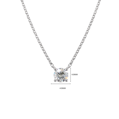 TDG 10K White Gold Round Brilliant Diamond Solitaire Pendant Necklace