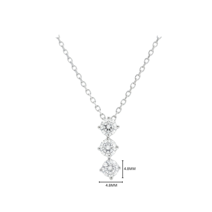 TDG 10K White Gold Lab-Grown Diamond 3-Stone Pendant Necklace