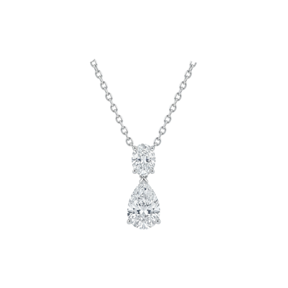 TDG 10K White Gold Lab-Grown Diamond Pear Drop Pendant Necklace