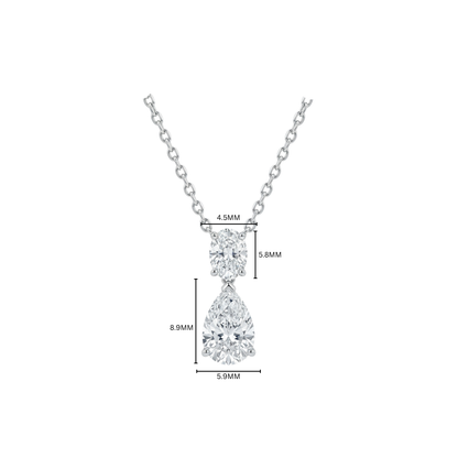 TDG 10K White Gold Lab-Grown Diamond Pear Drop Pendant Necklace