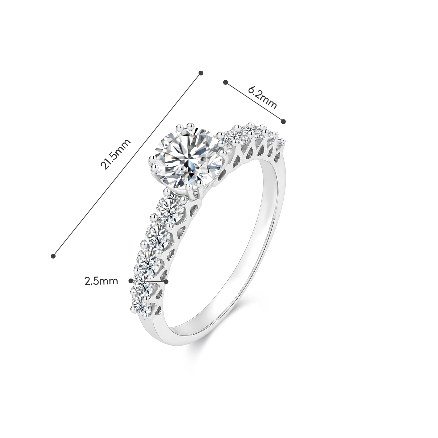 TDG 10K Gold Lab Grown Promise Round Diamond Ring