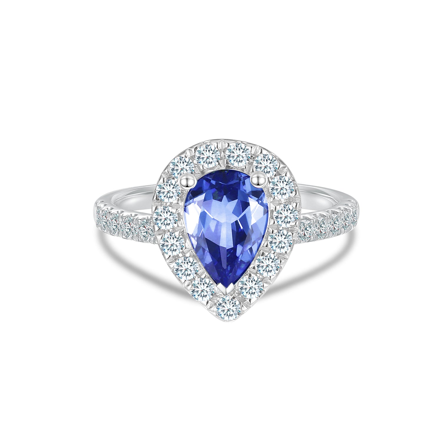 10K Gold Lab Grown Blue Sapphire Diamond Ring