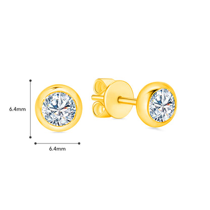 10K Gold Lab Grown Diamond Bezel Earrings