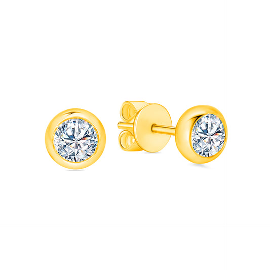 10K Gold Lab Grown Diamond Bezel Earrings