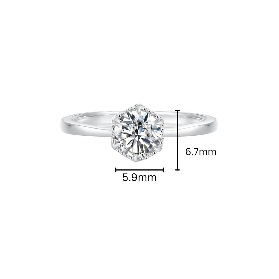 10K Gold Round Brilliant Lab Grown Diamond 6 Prong Ring