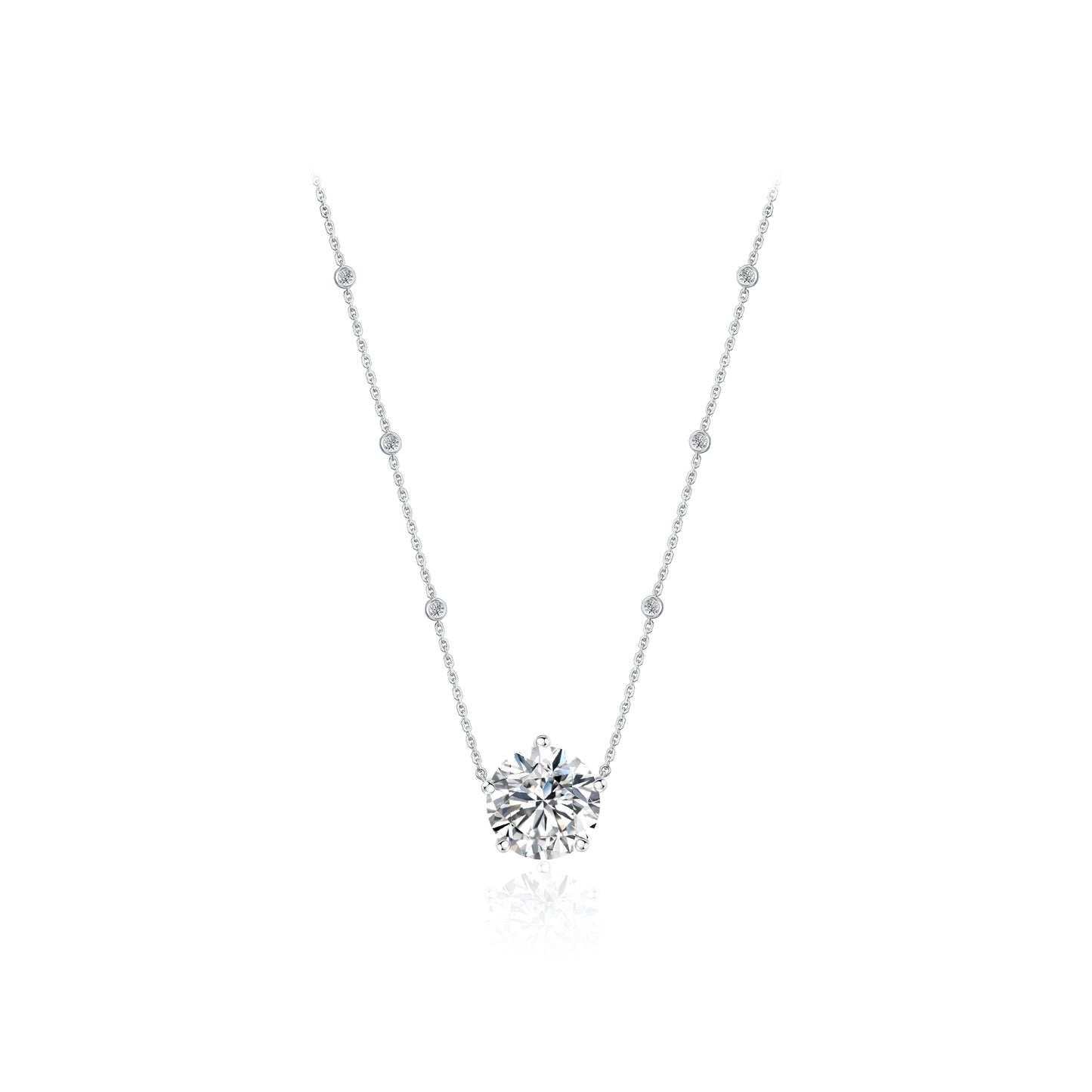 18K Gold Lab Grown Round Brilliant Solitaire Diamond Necklace with IGI Certificate